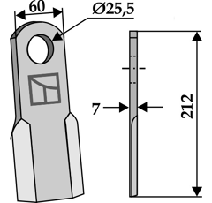 Couteau droit pour broyeur 212x60mm TIERRE adaptable - Blacksteel©