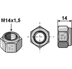 Écrou hexagonal à freinage interne - M14x1,5