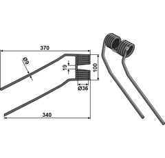 Dent de fenaison pour faneuse DEUTZ-FAHR 6229776 adaptable - BlackSteel©