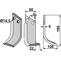Fräsmesser Rechts 190 x 80 Meritano Nachbau