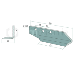 Fräsmesser links 330 x 65 x 8 mm für Grabenreiniger DONDI - Nachbau