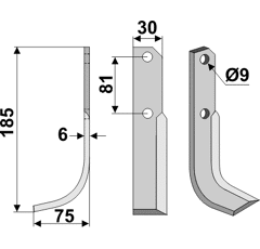 Fräsmesser Links 185 x 30 Bertolini Nachbau
