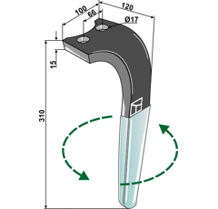Kreiseleggenzinken links Rabe 310x100 8411.62.04 - 8411.62.24 Nachbau