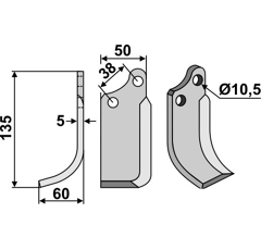 Fräsmesser - links 166710L Agria by Muzzi