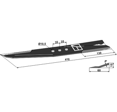 Fléau 410 x 60 mm pour broyeur SAMI A44439 adaptable - Blacksteel©