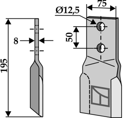 Fléau pour broyeur 195x75mm, gauche PERFECT 3.13009 adaptable - Blacksteel©