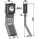 Fléau pour broyeur 210 x 10 mm HERDER 8.1.0104 adaptable  - BlackSteel©