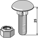 Flachrundschrauben 603/10x25 8.8mit Selbstsichernder Mutter  