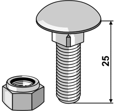 Flachrundschrauben 603/10x25 8.8mit Selbstsichernder Mutter  