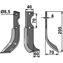Fräsmesser Rechts 205 x 40 Honda Nachbau