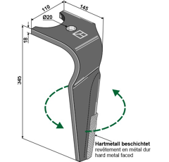 Kreiseleggenzinken 110x18 duraface links Nachbau  