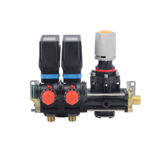 Bloc de 2 vannes électriques - 3 voies + soupape de securité ARAG