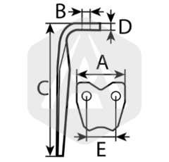 Diente derecho para grada rotativa BREVIGLIERI 88301D adaptable