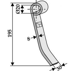 Fléau pour broyeur 195 x 30 mm KVERNELAND MA6401077 adaptable  - BlackSteel©