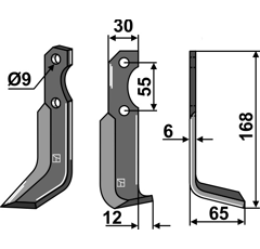 Fräsmesser rechts 168 x 65 x 6 mm BERTOLINI 17002 - Nachbau