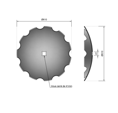 Disque crénelé ∅610x6 pour cover crop adaptable