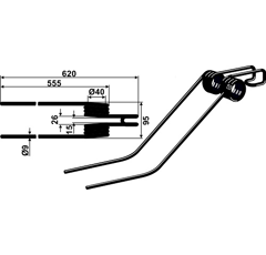 Dent de fenaison pour andaineur DEUTZ-FAHR VF16504333.86 adaptable - BlackSteel©