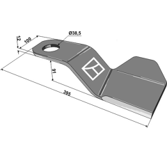 Fléau gauche 395 mm pour broyeur SPEARHEAD 7770731 adaptable