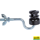 Isolateur à rainure avec tige M6 noir - PATURA (Vendu par 25)