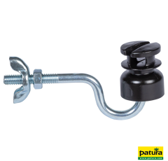 Isolateur à rainure avec tige M6 noir - PATURA (Vendu par 25)