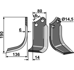 Fräsmesser Links 190 x 80 Muratori Nachbau