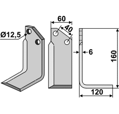 Fräsmesser Rechts 160 x 60 Tortella Nachbau