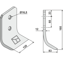 Couteau pour broyeur MULAG TM60190067 adaptable - Blacksteel©