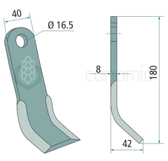 Couteau Y pour broyeur NOBILI 17496 adaptable 