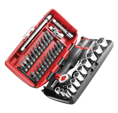 Coffret de 38 pièces de douilles et accessoires cliquet à manche rotatif 1/4" | FACOM