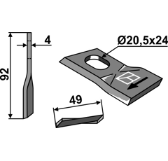 Cuchilla rotativa derecha para segadora JF-STOLL 13800022 adaptable - BlackSteel©