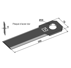 Couteau pour broyeur OLIMAC DR12300 adaptable - Blacksteel©