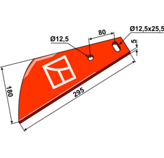 Abstreiferblech - Länge 295 - Bohrungsabstand 80