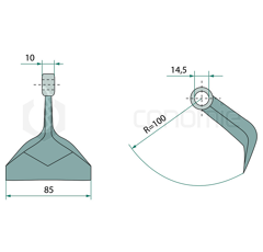 Marteau pour broyeur 85x10mm MURATORI Adaptable 