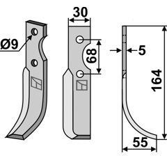Fräsmesser 164x30mm, rechts - RT10-12/BN9-10 - 6CM0300 | Benassi - Nachbau