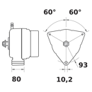 Lichtmaschine IA 1687 / 28V 80A Mahle-Iskra-Letrika  