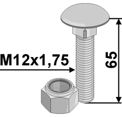 Boulon à tête bombée M12 x 1,75 mm adaptable - BlackSteel©