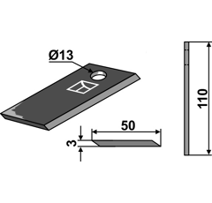 Couteau rotatif pour broyeur AGRIA AS620KM adaptable - Blacksteel©