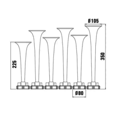 Klaxon 6 trompettes 2.0 12/24v BASURI