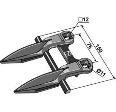 Doigt double pour barre de coupe CLAAS 0006262790 adaptable - BlackSteel©