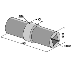 Hohlwellenlager 200 mm für Vierkantwellen 50 x 50 – Nachbau  