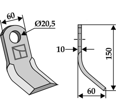 Couteau Y pour broyeur MASCHIO MTB adaptable - Blacksteel©