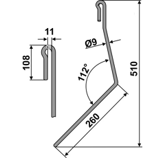 Griffe Ø9mm pour semoir AMAZONE 952588 adaptable - Blacksteel©