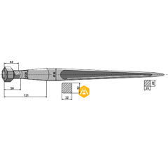 Frontladerzinken gerade für KVERELAND-Lader 221193 Nachbau  