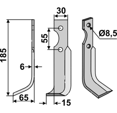 Fräsmesser Links 185 x 30 Carraro Antonio Nachbau