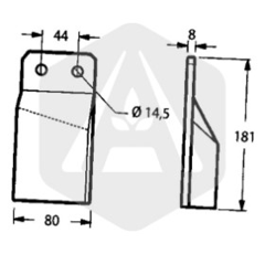 Lame droite 180 mm pour fraise MASCHIO 26100417 adaptable