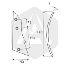 Etrave droite pour charrue DURO 6968 adaptable