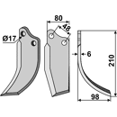 Fräsmesser Rechts 210 x 80 Agromet Nachbau