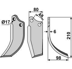 Fräsmesser Rechts 210 x 80 Agromet Nachbau
