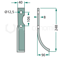 Lame gauche pour fraise KVERNELAND MA1400078 adaptable