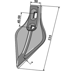 Soc à patte d'oie 235 mm pour cultivateur OTMA adaptable